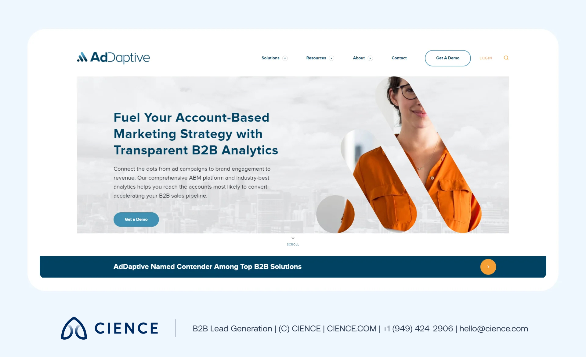 AdDaptive account-based advertising platform showing programmatic ad targeting and multichannel campaign analytics
